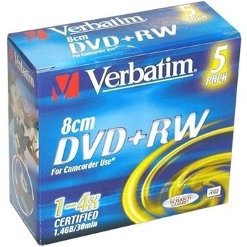 Verbatim DVD+RW DataLife PLUS 8cm Mini 1,4GB 4x, jewel box 5ks (43565)
