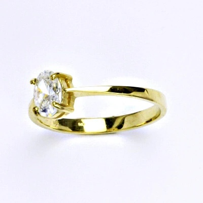 Čištín Zlatý prsten čirý zirkon žluté i bílé zlato T 1245 11678