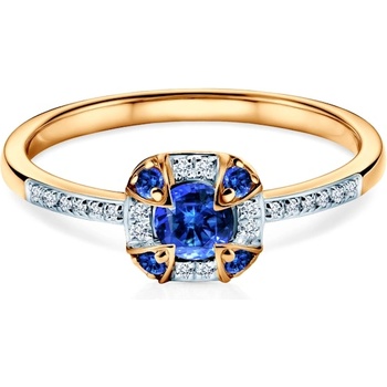 SAVICKI Пръстен Rosavine: двуцветно злато, сини сапфири, диаманти