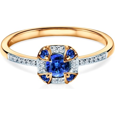 SAVICKI Пръстен Rosavine: двуцветно злато, сини сапфири, диаманти