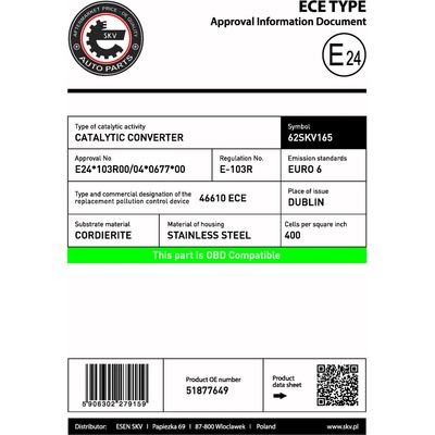 Katalyzátor ESEN SKV 62SKV165