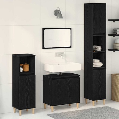 vidaXL Комплект мебели за баня Монтиране на стена 3 pcs Черния дъб (3333088)