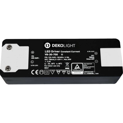 Deko-Light LED-napájení BASIC, CC, V8-30-700mA/30W konstantní proud 700 mA IP20 40-80V DC 14,70-30,00 W 862198