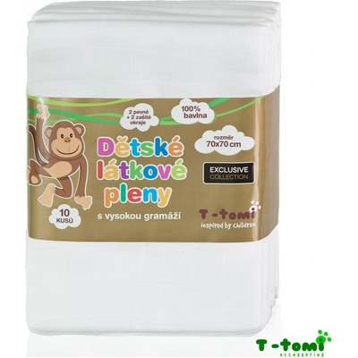 T-tomi Látkové TETRA pleny 70 x 70 Exclusive Collection bílé 10 ks