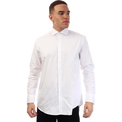 HUGO BOSS Риза с дълъг ръкав Boss Men's Joe Spread Long Sleeve Oxford Shirt - White