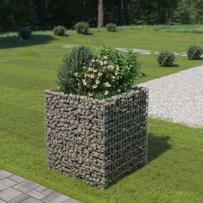 VidaXL Gabionový vyvýšený záhon pozinkovaná ocel 90 x 90 x 100 cm