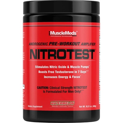 MuscleMeds Predtréningový booster s účinkom na zvýšenie hladiny testosterónu - Nitrotest (predtréningový + testovací booster) Melón 30 dávka