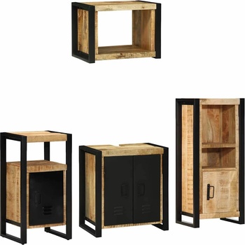 vidaXL Комплект мебели за баня с чекмедже 4 pcs Солидно мангово дърво (3305660)
