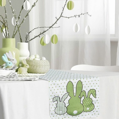 Eurofirany Veľkonočný jarný behúň šerpa Zajačikovia Polyester 35x140 cm