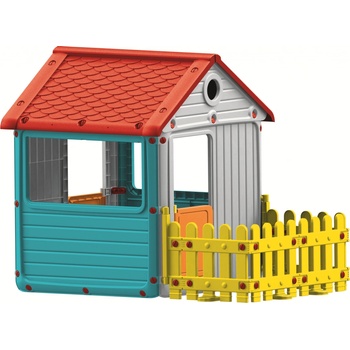 Dolu zahradný domček s plotem plastový modrý