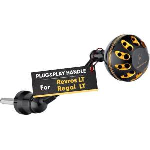 GOMEXUS Единична дръжка с ноб GOMEXUS Spinning Power Handle with Power Knob Black & Gold 57mm x 35mm за макари Daiwa MSL-L57A35BKGD-D Риболовна макара