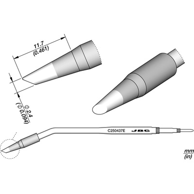 JBC C250437E – zkosený pájecí hrot Ø 2,4 mm S2 E