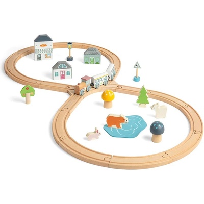 Bigjigs Toys Drevená vláčiková dráha pri lese