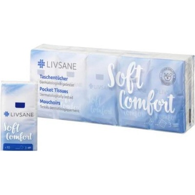 Livsane Soft Comfort hygienické vreckovky 3-vrstvové papierové 10 x 10 ks 100 ks
