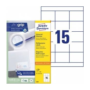 Avery Zweckform Labels Universal, White 70x50.8mm 100 sheets (3669)