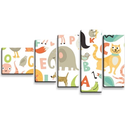Sablio Obraz - 5-dílný Zoo abeceda Varianta: 100x60cm