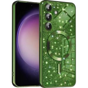 Techsuit Калъф за Samsung Galaxy S23 FE - Luxury Glitter MagSafe - Deep Green (KF2325147)