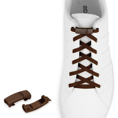 Shoelaces elastické s tmavo hnedými magnetickými sponami hnedé