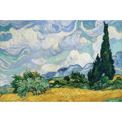 Plagát, Obraz - Wheatfield with Cypresses, 1889, Vincent van Gogh, 91.5 × 61 cm