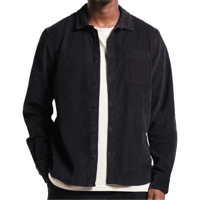 DEDICATED Мъжка риза с копчета DEDICATED Shirt Varberg Corduroy Shirt - Black II - размер XXL (033-1373-0716)