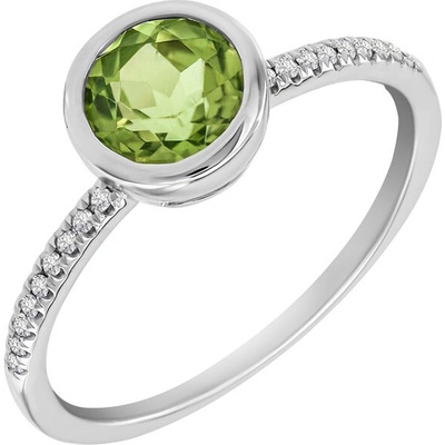 Eppi Žiarivý zlatý prsteň s olivínom a diamantmi Czarina R32186