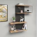 TopMebel Меламинова стенна етажерка Destan TopMebel в цвят антрацит - натурален бук 65x19x96cm