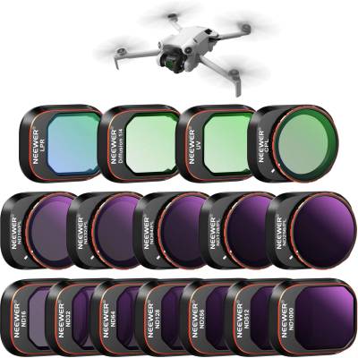 NEEWER filter set compatible with DJI Mini 4 Pro, ND16/32/64/128/256/512/1000 ND16/PL, ND32/PL, ND64/PL, ND128/PL, ND256/PL, UV, CPL, LPR, Black Diffusion 1/4 filter for a cinematic fog effect - 10103579