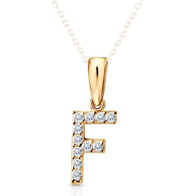 SAVICKI Висулка с буква f savicki: жълто злато, цирконий