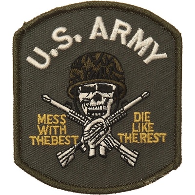 Nášivka textilná 101 Inc US Army Skull - olivová