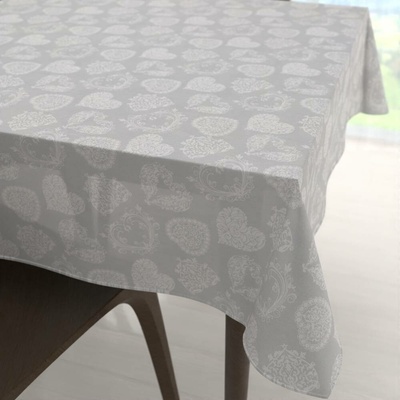 Biante Dekorační čtvercový ubrus PML-071 Srdce s ornamenty na šedém 120x120 cm