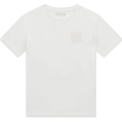 GUESS Бяла тениска за момче с изчистен дизайн с малко лого Guess