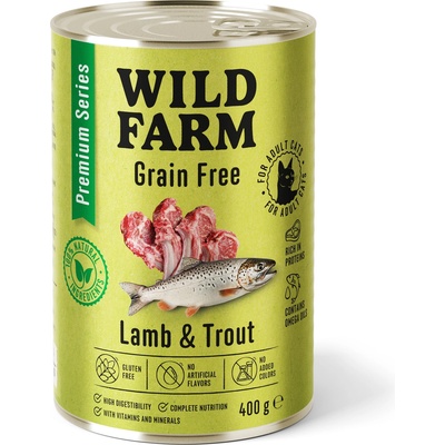 WILD FARM Premium Grain Free Lamb and Trout 400g - беззърнена храна за котки