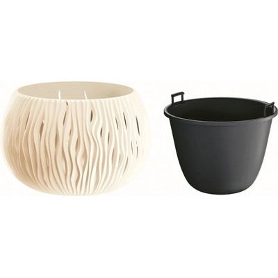 PROSPERPLAST Kvetináč s vkladom SANDY BOWL krémový 29cm