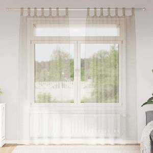 Pure Line Home Пердета от воал в цвят пясък с текстилни гайки (уши), 2 бр