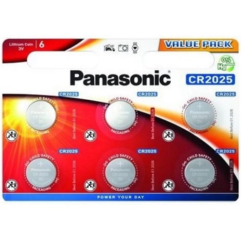 Panasonic Бутонна литиева батерия PANASONIC CR2025, 3V, 220mAh, 6 бр в блистер (PAN-BL-CR2025-6PK)