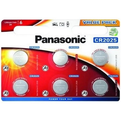 Panasonic Бутонна литиева батерия PANASONIC CR2025, 3V, 220mAh, 6 бр в блистер (PAN-BL-CR2025-6PK)