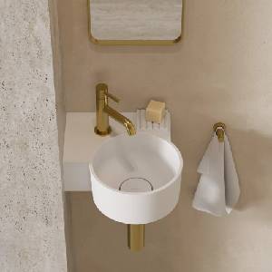 Omnires Lavoar suspendat Omnires Ovo M+ finisaj alb mat 33.5 cm stanga (OVO335UWLBM)