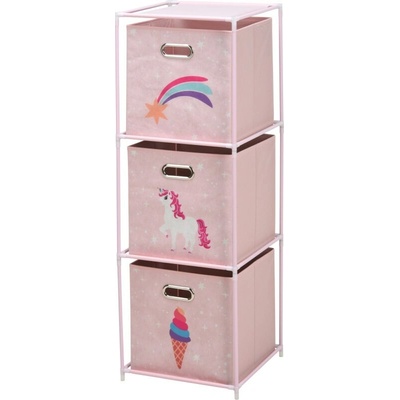 HOMESTYLING Skrinka s 3 boxmi detská ružová