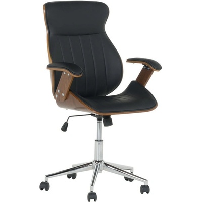 Bittel Президентски стол Carmen 6408, до 130кг, еко кожа/дърво, хромирана база, газов амортисьор, регулируем люлеещ механизъм, Tilt tension механизъм, коригиране височина, орех-черен (bt-3520066)