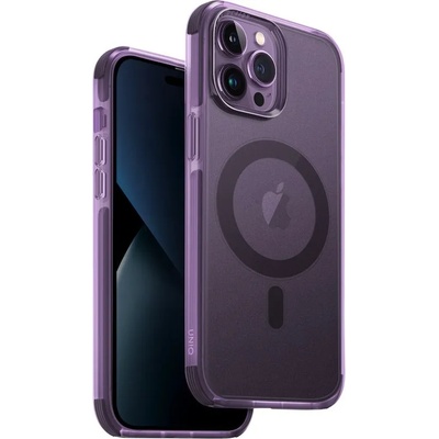 Uniq Combat MagClick Case - хибриден удароустойчив кейс за с MagSafe за iPhone 14 Pro Max (лилав-прозрачен)