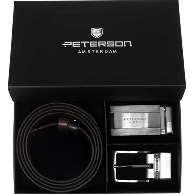 Peterson Pánský kožený Pásek ke kalhotám s přezkami přírodní kůže