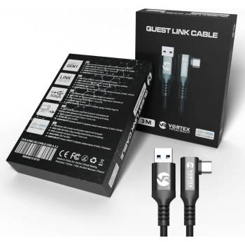 Vortex Virtual Reality 3-метров кабел от VortexVR USB-A към Meta Quest Link | към Quest 3S Quest 3 Quest 2 (VVR.K3M2.OQ.CABLE.USB.A.3.2)