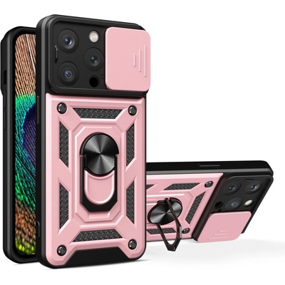 HQWear Кейс с протектор за камера HQWear Hybrid Armor Camshield за iPhone 15 Pro, розов (9145576280829)