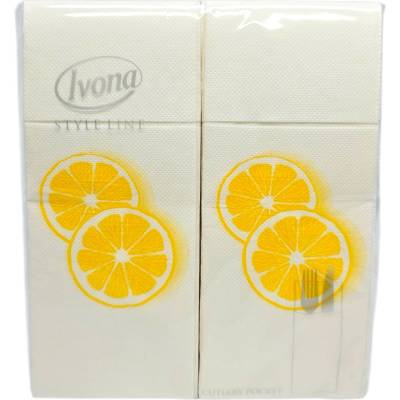 IVONA, салфетки с джоб за прибори Style Line, бели с цитрусов дизайн, 40 бр