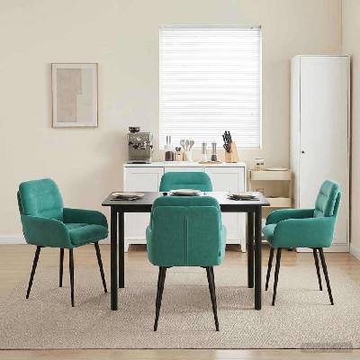 vidaXL Обедени столове 4 pcs Кадифе Тюркоаз 59 x 59, 5 x 90 см (3428245)