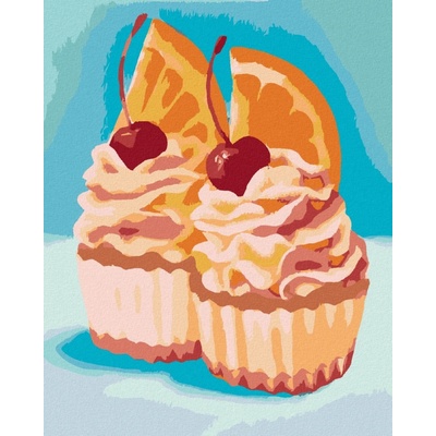 Zuty Malování podle čísel CUPCAKE S POMERANČEM A TŘEŠNÍ MYROSLAVA VOLOSCHUK