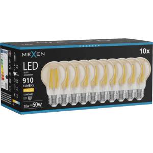 Mexen Vintis 10x LED филамент крушка E27, A60, 10W, Топла - 2700K, 910 lm, кехлибарена (L150-E27-1027-50x10)