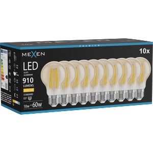 Mexen Vintis 10x LED филамент крушка E27, A60, 10W, Топла - 2700K, 910 lm, кехлибарена (L150-E27-1027-50x10)