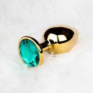Shots Toys Метален анален разширител със зелен кристал Ouch! Emerald