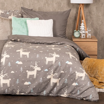 4Home flanel obliečky Happy Reindeer 140x220 70x90